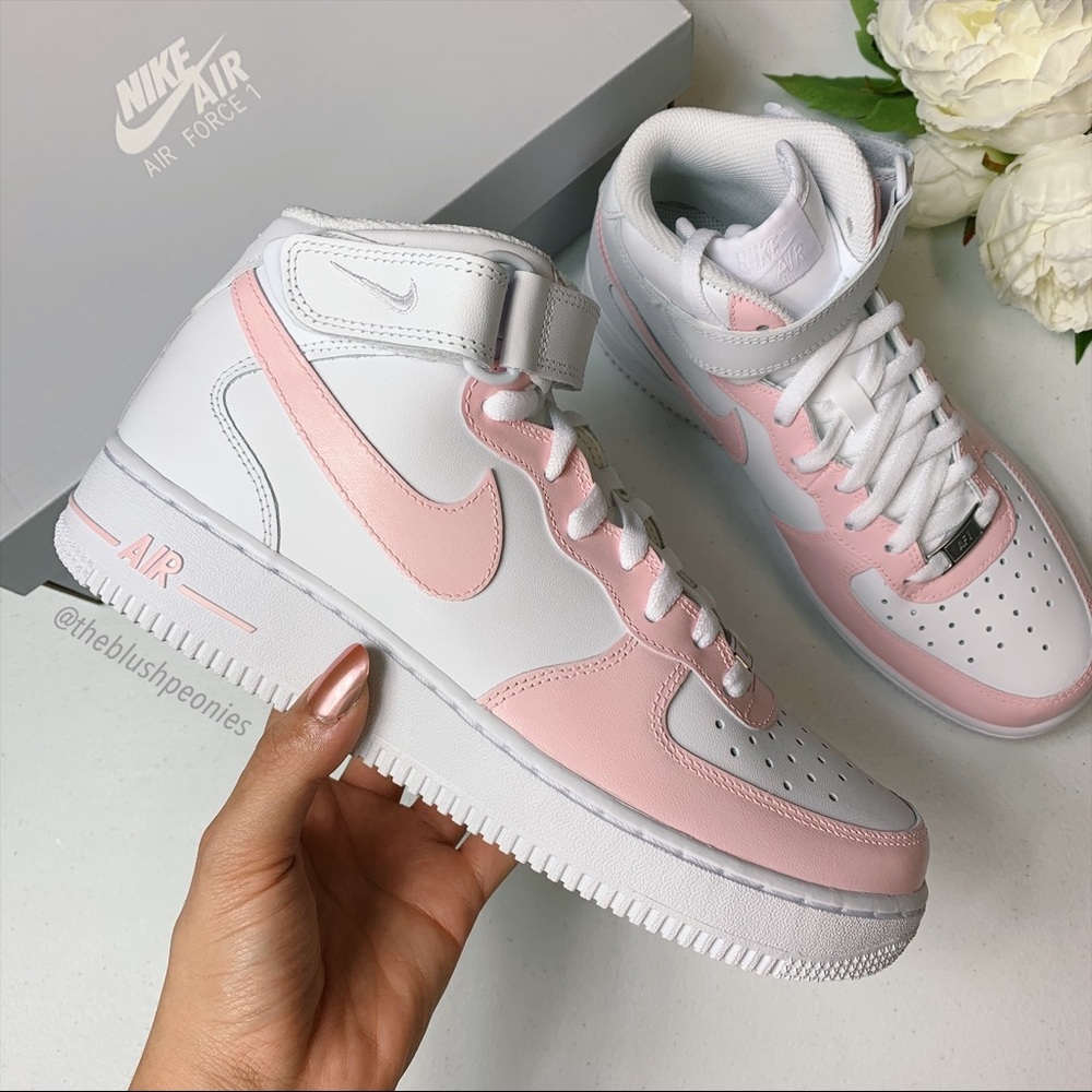 🌸 Nike Custom Air Force 1 Mid - Petal Pink 🌸 - Picture 2 of 13